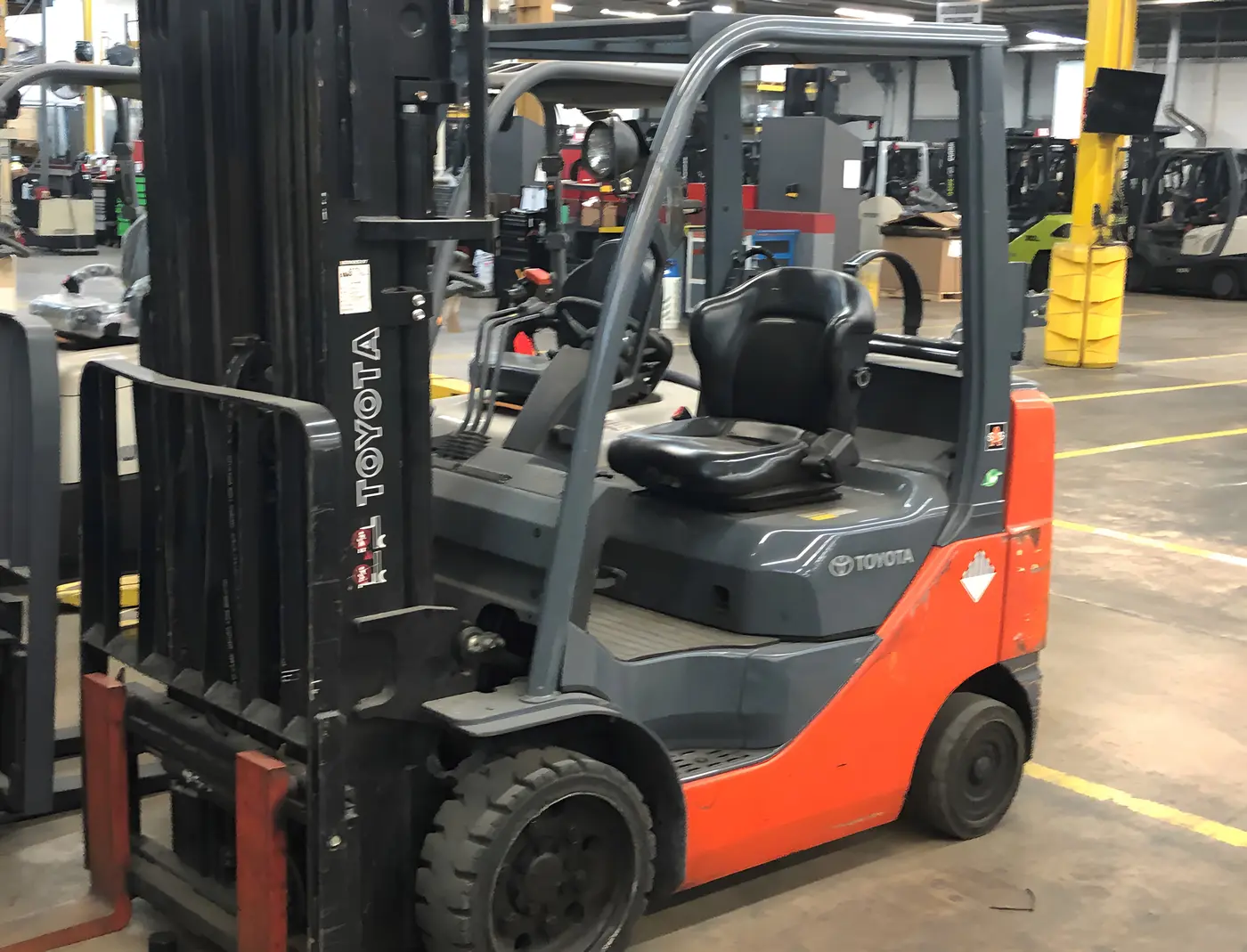 Used Toyota 8FGCU25 LP cushion-tire forklift from our inventory